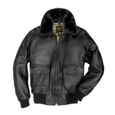 Veste en cuir d'agneau pur style aviateur pour homme, style aviateur, noir